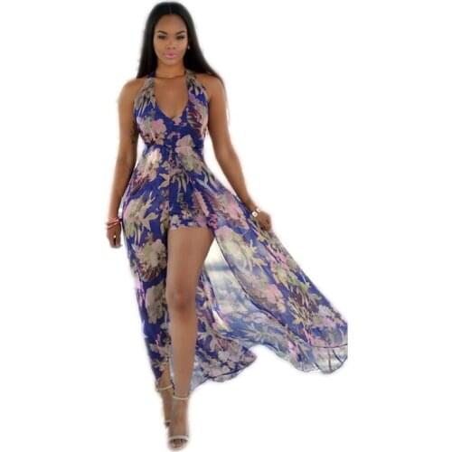 Robe Femme Summer Dress Women Bohemian Sexy Print Split Beach Dresses V-Neck Irregular Backless Dress For Woman Vestido De Mujer