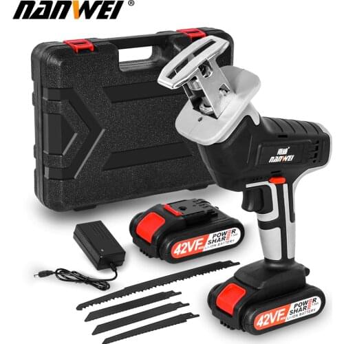 Portable Lithium Battery Charging Reciprocating Saw Wood Cutting Power Tools Electric Saw with 4pcs Saw Blade