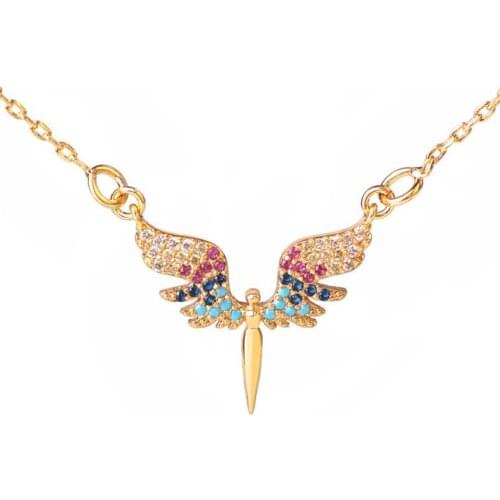 Bettyue Attractive Guarding Angel Shape Cubic Zircon Multicolor Dreamlilke Necklace Women Adorable Decoration Gift Fashion Party