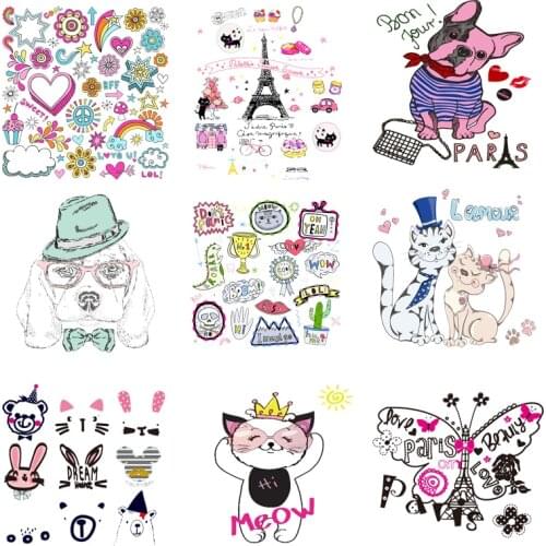 Iron on Transfer for Clothing Thermoadhesive Patches Sticker Diy Butterfly Pink Patch Fusible Stripes Thermotransfer for Dress I
