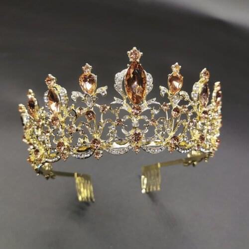 Baroque Tiaras Crowns with Combs Crystal Headbands for Women Girls Princess Diadem Bride Bridal Wedding Hair Jewelry Accessories