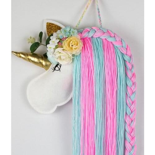 Korean Unicorn Home Decoration For Girls Bedroom Colorful Tassel Pendant Holder For Headbands Display Girls Hair Accessories