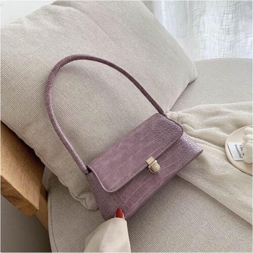 Vintage Alligator Baguette Shape Bag Luxury Leather Handbag 2020 New Fashion Shoulder Bag Womens Messenger Crossbody Bags