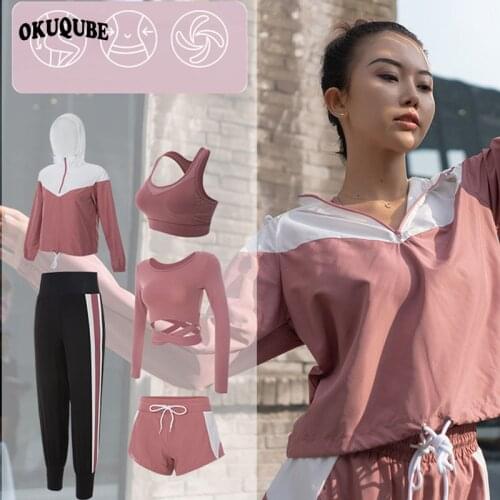 Women Yoga Set Hooded Workout Clothes Breathable Sports Suit Jogging Running Training Gym Clothes Black Pink Sportswear Woman XL