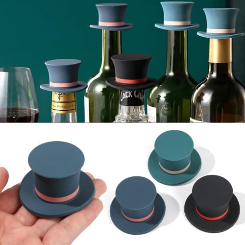 1Pc Hat Shape Wine Silicone Wine Stopper Reusable Vacuum Sealed Creative Storage Cap Champagne Household Bar Kitchen Tool