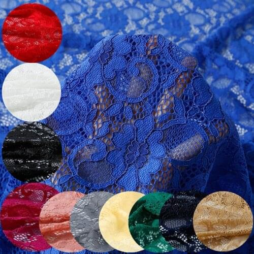 12Colors Soft Fashion Elastic Lace Fabric Stretch Embroidered Jacquard Lace for Sewing Wedding Dress Clothes Tissu by Meter