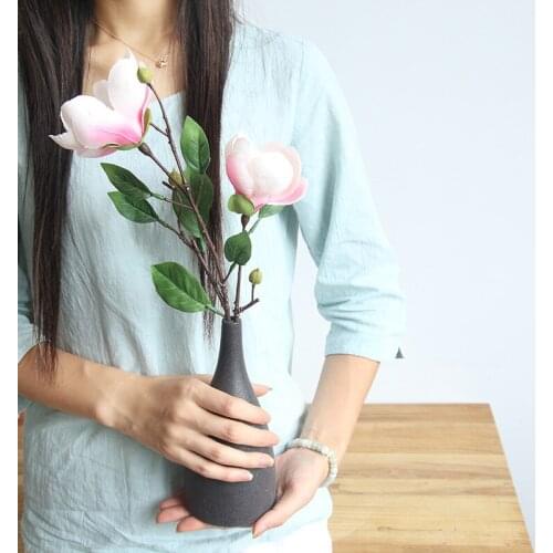 2pcs /lot simulation single branch silk magnolia flower home background wedding decoration fake rayon magnolia flower branch