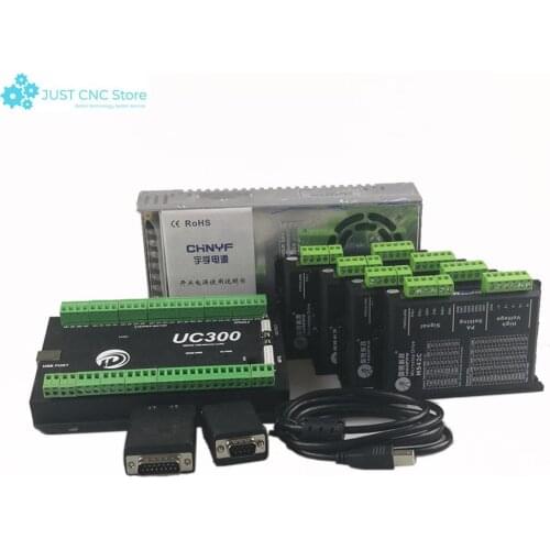 CNC mach3 USB 4 Axis Kit, 4pcs M542C driver+ mach3 USB UC300 controller board+ 4pcs HS21A57 stepper motor +power supply