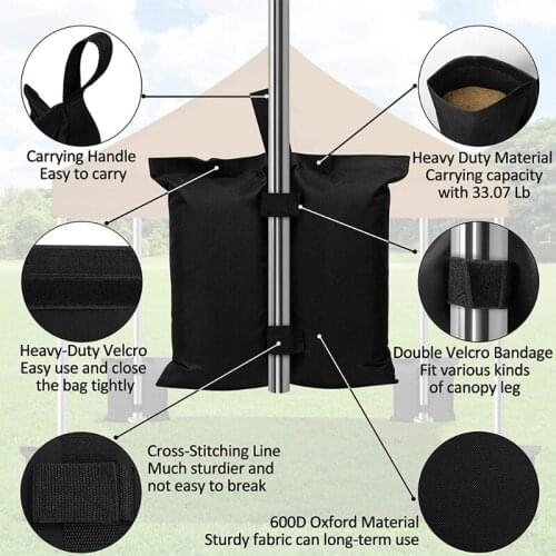 4 Pcs Weight Sand Bags for Canopy Tent Heavy Duty Weights Sandbags Set Patio Outdoor Furniture Weight Bag with Strong Industrial
