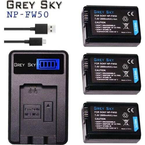 2000mAh NP-FW50 NP FW50 NPFW50 Battery Akku + LCD usb Charger for Sony Alpha a6500 a6300 a7 7R a7R a7R II a7II NEX-3 NEX-5