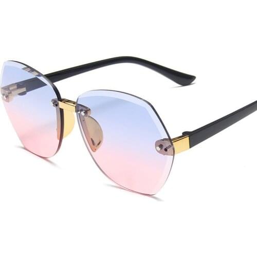 Kids Sunglasses Girls Boys Fashion Gradient Shades Lens Sun Glasses Children Polygon Eyeglasses Rimless Sunglasses UV400 Goggle