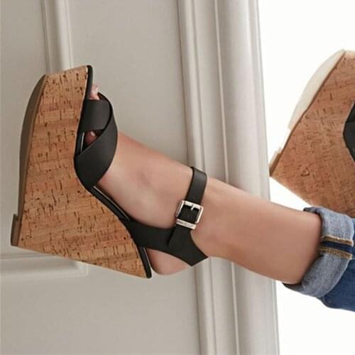 GOOFLORON NEW, Shoes, womens wedge sandals, womens high heels, 16cm black sexy womens wedge sandals