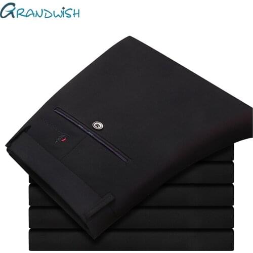 Grandwish Mens Casual Long Pants Elasticity Business Stretch Trousers Male Brand Sequined Formal High Quality Pant;ZA470