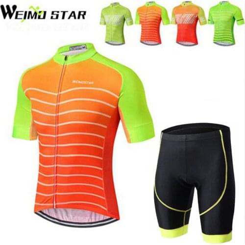 WEIMOSTAR Brand Team Mens Ropa Ciclismo Cycling Suits Outdoor Bike Short Sleeve Cycling Jersey (Bib) Shorts Padded Set S-3XL