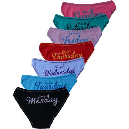 7 pcs/lot women cotton panties girls underwear set every weekdays sexy Ladies bikini knickers briefs lingerie for women M-XXL