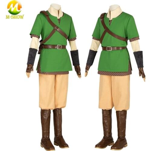 Zelda Twilight Princess Link Cosplay Costume Link Skyward Sword Outfit with Hat for Halloween Party