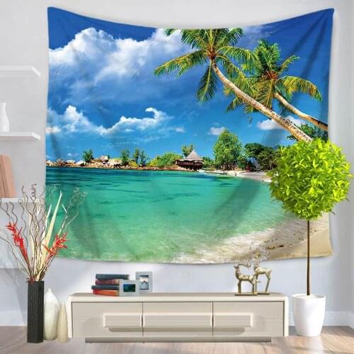 Summer Seaside Tapestry Printed Wall Carpet Home Hanging Wall Tapestries Hippie Polyester Sheet Mandala Tapestry
