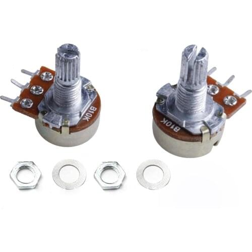 2Pcs B10K Linear Potentiometer 15mm Shaft With Nuts And Washers 3pin WH148 1K 2K 5K 20K 50K 100K 250K 500K 10K 103 Resistance 1M