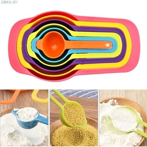 6pcs/set Measuring Ladle Baking Cooking Kitchen Coffee Tools with Scale Kitchen Tools Creative Silicone Measuring Spoon