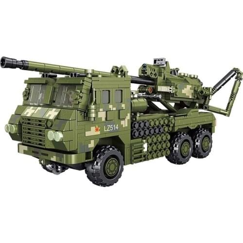 Military War gun-Howitzer Car Model Bricks Building Blocks Toys for Children Kids Boys Gifts 987Pcs