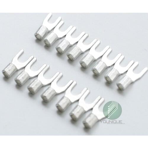 Uninsulated Spade Terminal Block Connector Electrical Furcate End Fork Crimp Cable Wire 12-10 AWG