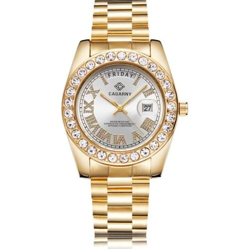 New Top Brand Luxury Mens Watches Fashion Quartz Gold Watch Mens Watches Waterproof Diamond Clock Relogio Masculino