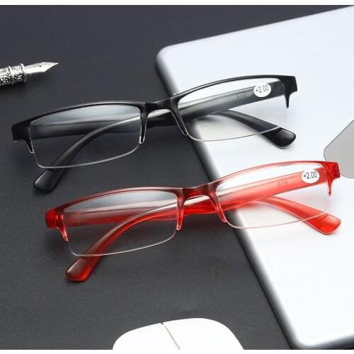 Seemfly Ultra-light Reading Glasses Women Men Half Frame Cutting Presbyopic Glasses With Diopter +1.0 1.5 2.0 2.5 3.0 3.5 4.0