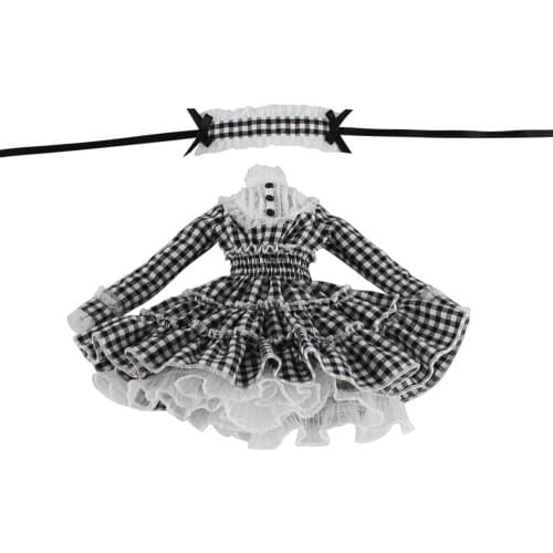 DBS bjd Clothes for 1/4 45cm doll Cute tartan princess dress with tiara High Quality MMGIRL girl gift forturn days