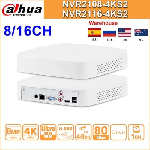 Original Dahua NVR NVR2108-4KS2 NVR2116-4KS2 8CH 16CH 4K Network Video Recorder H.265 IP Camera CCTV system for Security Home