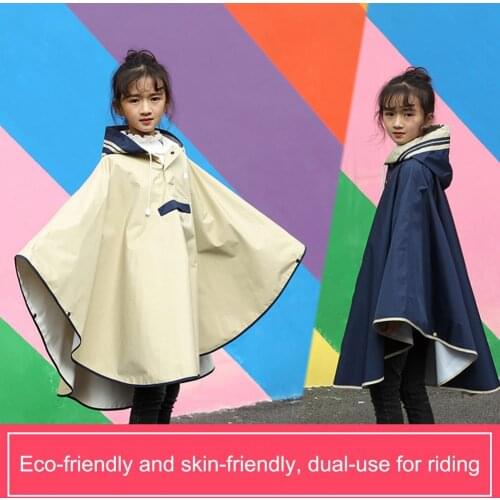 Hidden Pockets Fashion Kids Waterproof Poncho Cloak Windbreaker Wear-resistant Raincoat Portable for Walking