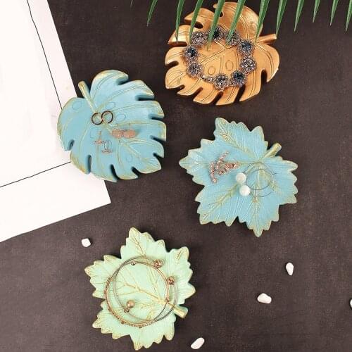 Resin Paited Palette Storage Tray Necklace Earring Jewellery Display Plate Gold Square