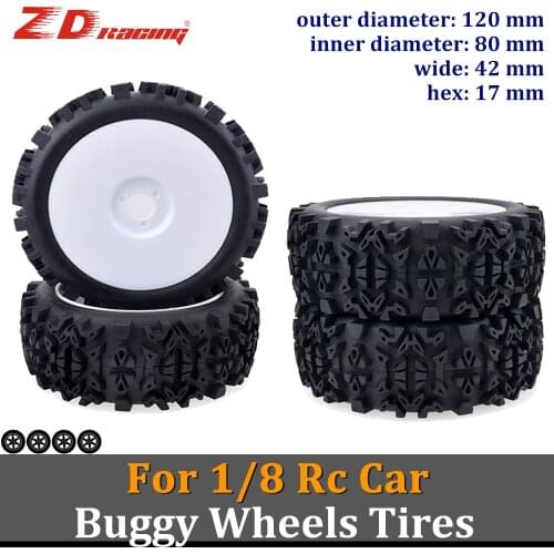 SURPASS HOBBY 4PCS Tire Wheel 1/8 Off-Road Buggy Tires RC Wheels Hub 17mm Hex for HSP Traxxas Crawler Wltoys ZD Racing Trunk