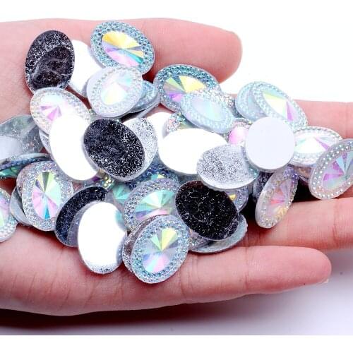 Oval Cabochons Flatback Resin Rhinestones 13x18mm 100/40pcs/Lot 7 Color Non Hotfix Glue On Beads DIY Crafts Jewelry Making