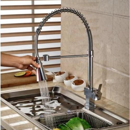 Vidric kitchen Square Chrome Finished basin Sink Faucet Deck Mount Pull Out Nozzle Hot Cold Mixer Water Taps basin Faucet crane