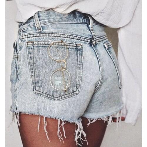 Denim Shorts Women Ripped Jeans Distressed Sexy Ladies Mini Short Trousers Tassel Streetwear Summer Plus Size Oversized XXS 2XS