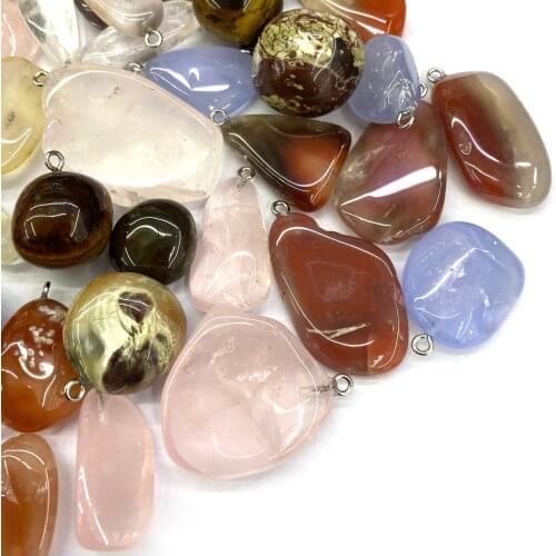 10 Pieces Wholesale Natural Stone Pendant Agates Pendants for Jewelry Making DIY Necklace Earrings Accessories