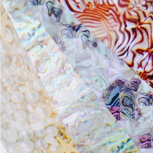 16 Sheets Gradient Maze Shell Marble Design Nail Sticker 4*20cm Transfer Foil Stickers & Decals DIY Starry Nail Art T1639