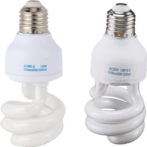 2Pcs Uvb 13W Reptile Uv Lamp Vivarium Terrarium Tortoise Turtle Snake Pet Heating Light Bulb 220V-240V(Uvb5.0 & Uvb10.0)