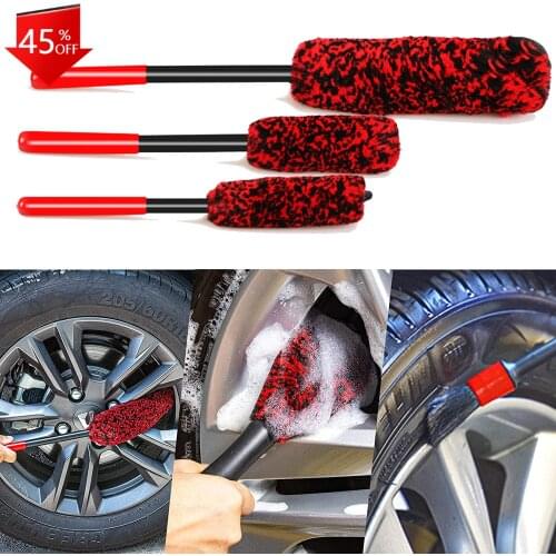 3pc Car Wheel Rim Cleaning Brush Set Cleaning Kit for Bike Truck and Car Wheel Hubs and Tires Wheel Cleaning Set