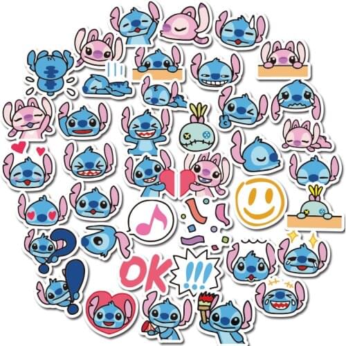 40pcs/Bag Lilo & Stitch Stickers Self-made Hand Account Stickers Mobile Phone Suitcase Waterproof Stickers Childrens Toys