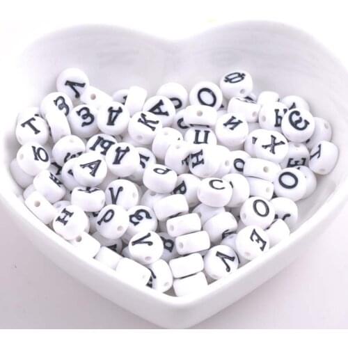 400PCs Mixed white Acrylic Russian Alphabet/Letter Flat Round Beads For Jewelry Making 7x4mm YKL0389