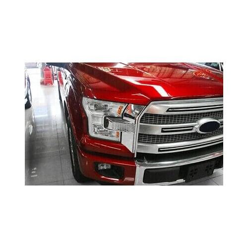 ABS Chrome Front Head Light Eyebrow Cover 2pcs For Ford F150 F-150 2015 - 2016