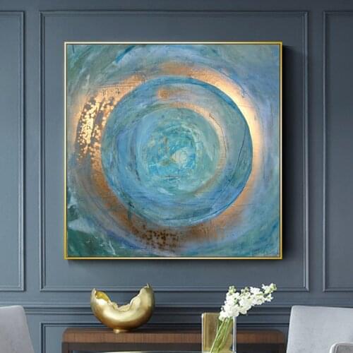 Art Abstract Blue Gold Poster Mural Canvas And Prints Home Decoration Large Painting Modern Painting Picture Wall