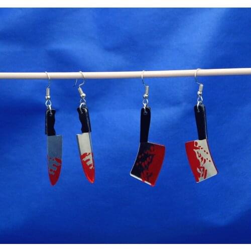 Harajuku Punk Rock Acrylic Knife Shape Drop Earrings Korean Fashion Halloween Ear Jewelry Hip Hop Horror Tools Accessories Party