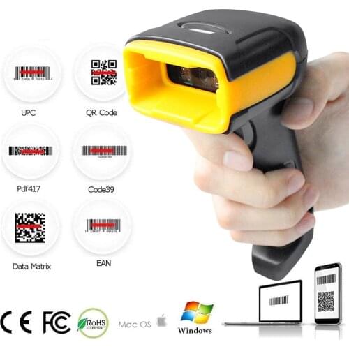 Wireless 2D Barcode Scanner QR Code Reader Handheld for POS Terminal and Inventory