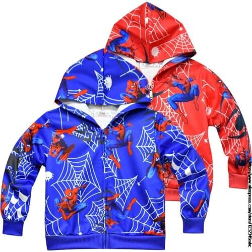 Disney Autumn 2021 New Childrens Jacket Baby Jacket Spiderman Cardigan Cotton Boy Cartoon Jacket Boy Hooded Sweatshirt Jacket