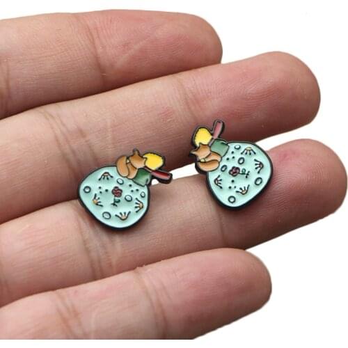 DZ1160 Prince And Fox Anime Stainless Steel Pierce Ear Stud Earrings For Womens Enamel Jewelry Earrings Kids Girls