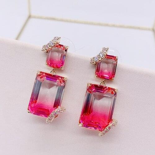 EYER Luxury Cubic Zirconia Red Earrings for women Water Drop Colorful Fashion jewelry for Charms Women Party Gift 2021