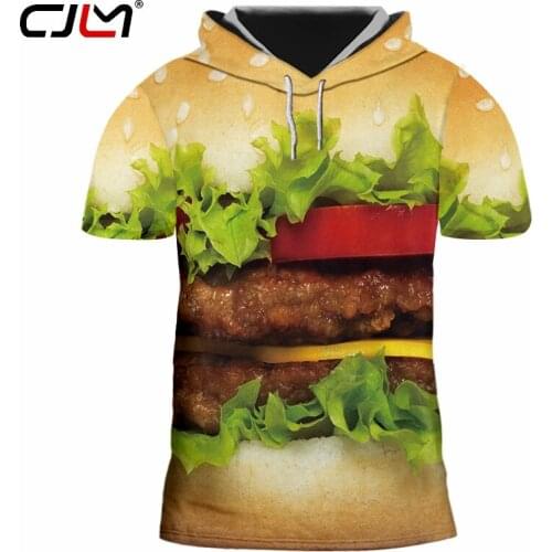 CJLM Summer Trend T-shirt Hamburger 3D Printed Hooded T-shirt For Women/men Sportswear Short Sleeve Hoodies Dropshipping