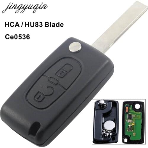 Jingyuqin HCA/Hu83 2 Buttons Remote Car Key For Peugeot 307 3008 308 408 433MHz PCF7961 ID46 CE0536 Flip Key Fob with Battery